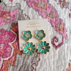 🌺 Amrita Singh Turquoise Flower Earrings NEW
